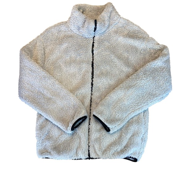 Pink Coconut Boutique Tops - Victoria's Secret PINK Sherpa Zip Up Jacket Gray With Black Trim Women's Medium